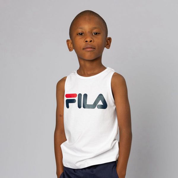 Tops De Alças Fila Rapaz Branco/Azul Marinho/Vermelhas - Fila Deckle Portugal Online,SXPT-92371